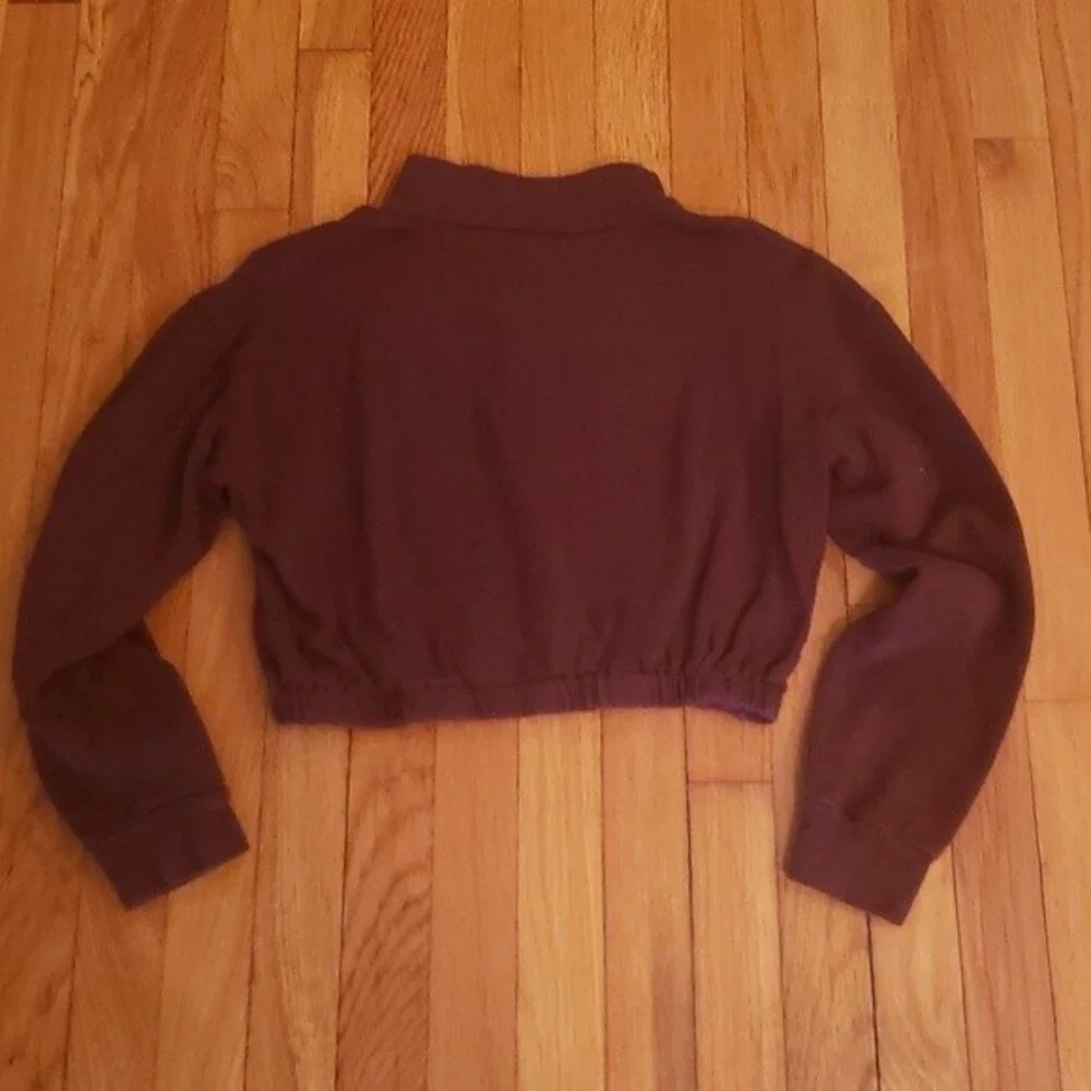 Wild Fable Cropped Quarer Zip Size Small Sweatshirt. Color-Maroon - Picture 3 of 3